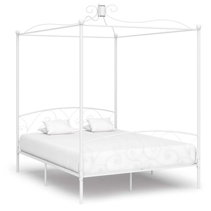 Bed Frame without Mattress with Canopy White 160x200 cm Metal