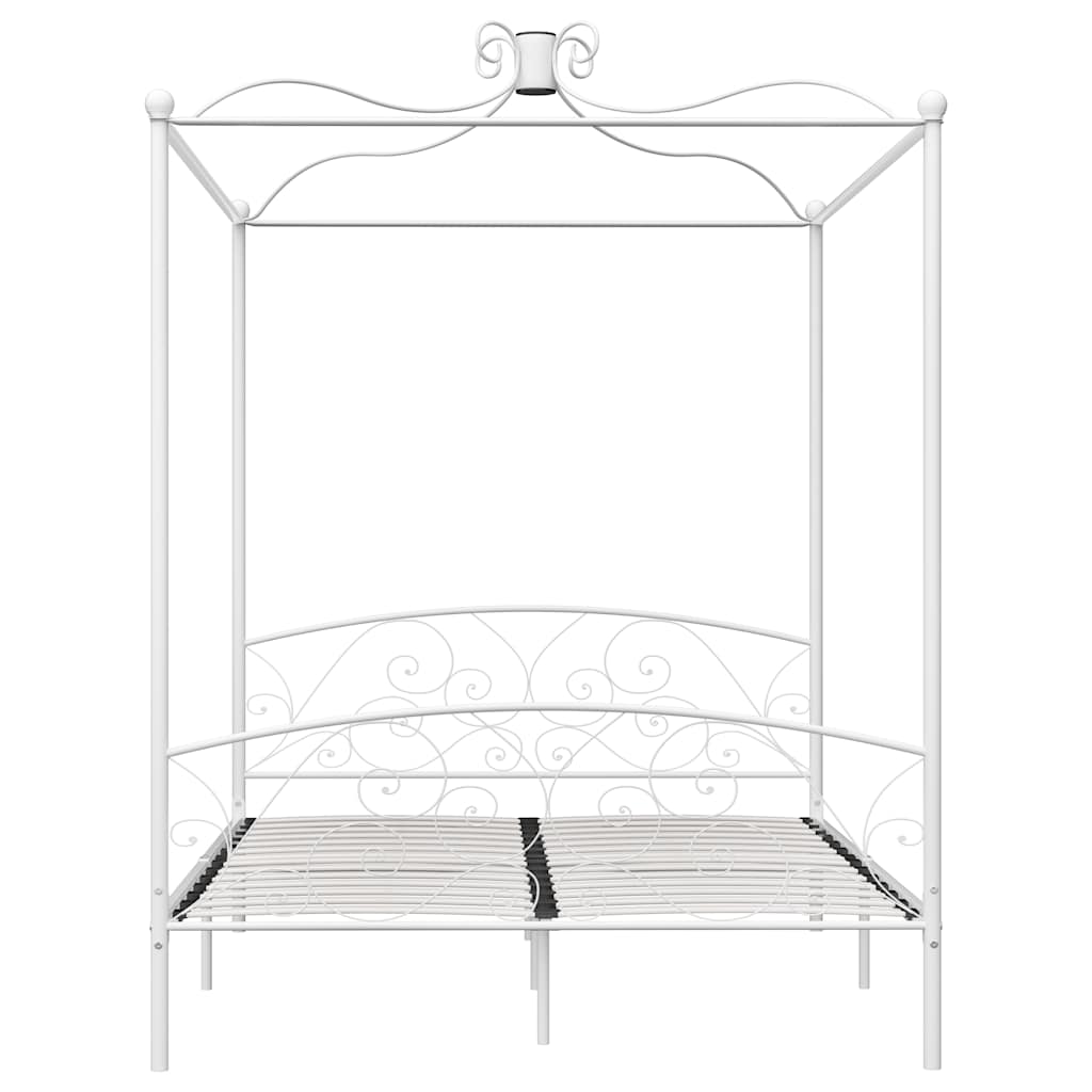 Bed Frame without Mattress with Canopy White 160x200 cm Metal