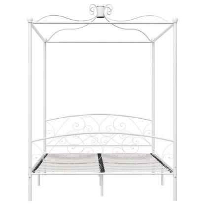 Bed Frame without Mattress with Canopy White 160x200 cm Metal