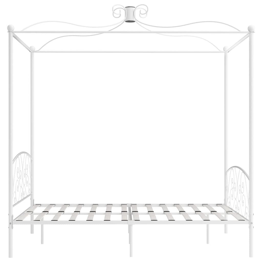 Bed Frame without Mattress with Canopy White 160x200 cm Metal