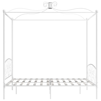 284473 vidaXL Canopy Bed Frame without Mattress White Metal 180x200 cm Super King