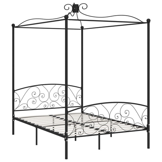 Bed Frame | Black | Metal, Plywood | Double | Bed Frame | Rectangular