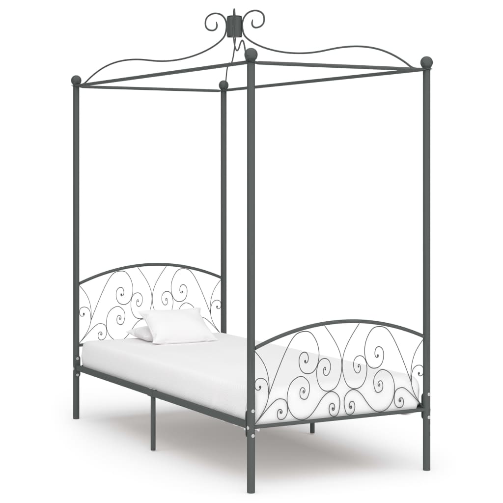 Bed Frame | Grey | Metal | 90x200 cm | Classic/Traditional | Bed Frame