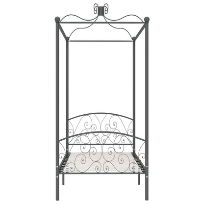 284481 vidaXL Canopy Bed Frame without Mattress Grey Metal 100x200 cm