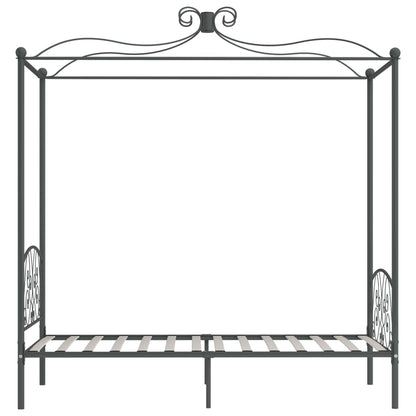 284481 vidaXL Canopy Bed Frame without Mattress Grey Metal 100x200 cm