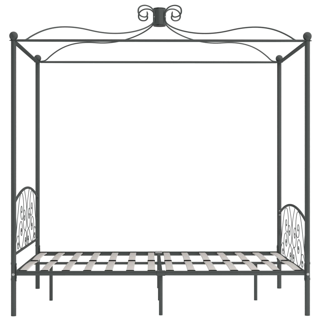 284482 vidaXL Canopy Bed Frame without Mattress Grey Metal 120x200 cm