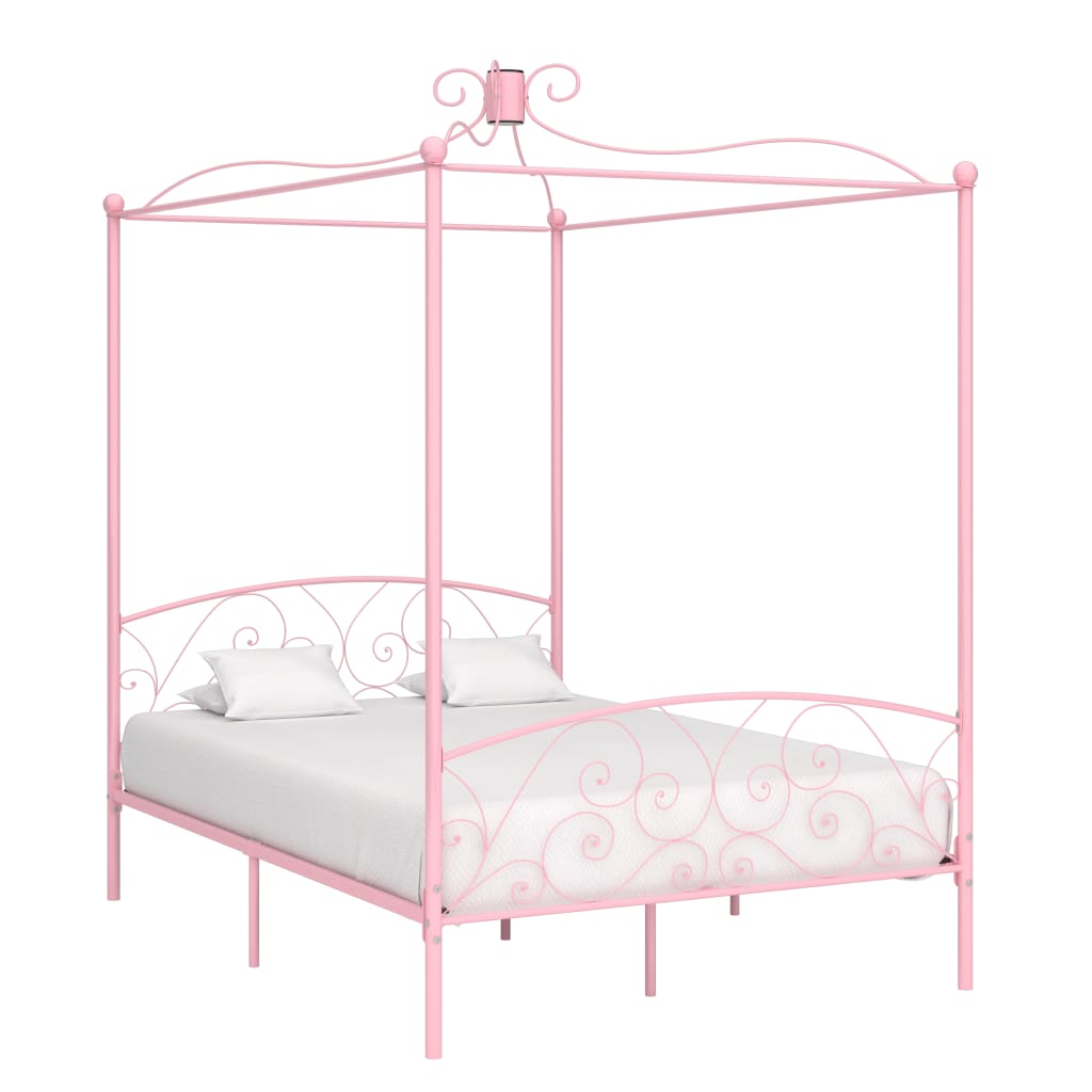 Bed Frame | Pink | Metal, Plywood | Double | Classic/Traditional