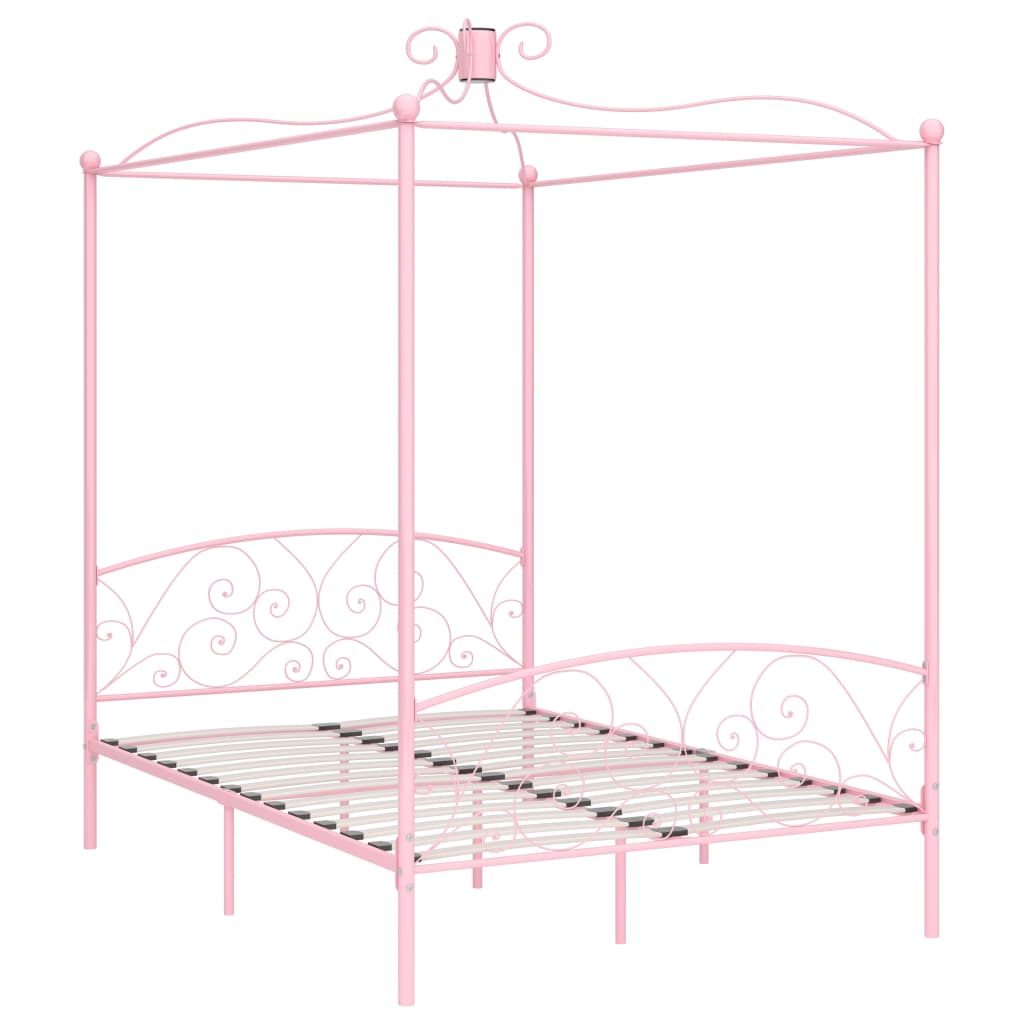 Bed Frame | Pink | Metal, Plywood | Double | Classic/Traditional