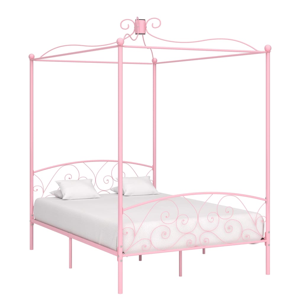Bed Frame | Pink | Metal | 140x200 cm | Lovely Design | Bed Frame