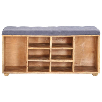 Hall Bench | Natural wood, Grey | Solid mango wood, 100% polyester fabric