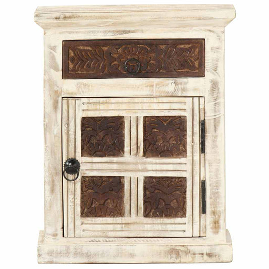 Bedside Cabinet | White | Solid Mango Wood | 40x30x50 cm