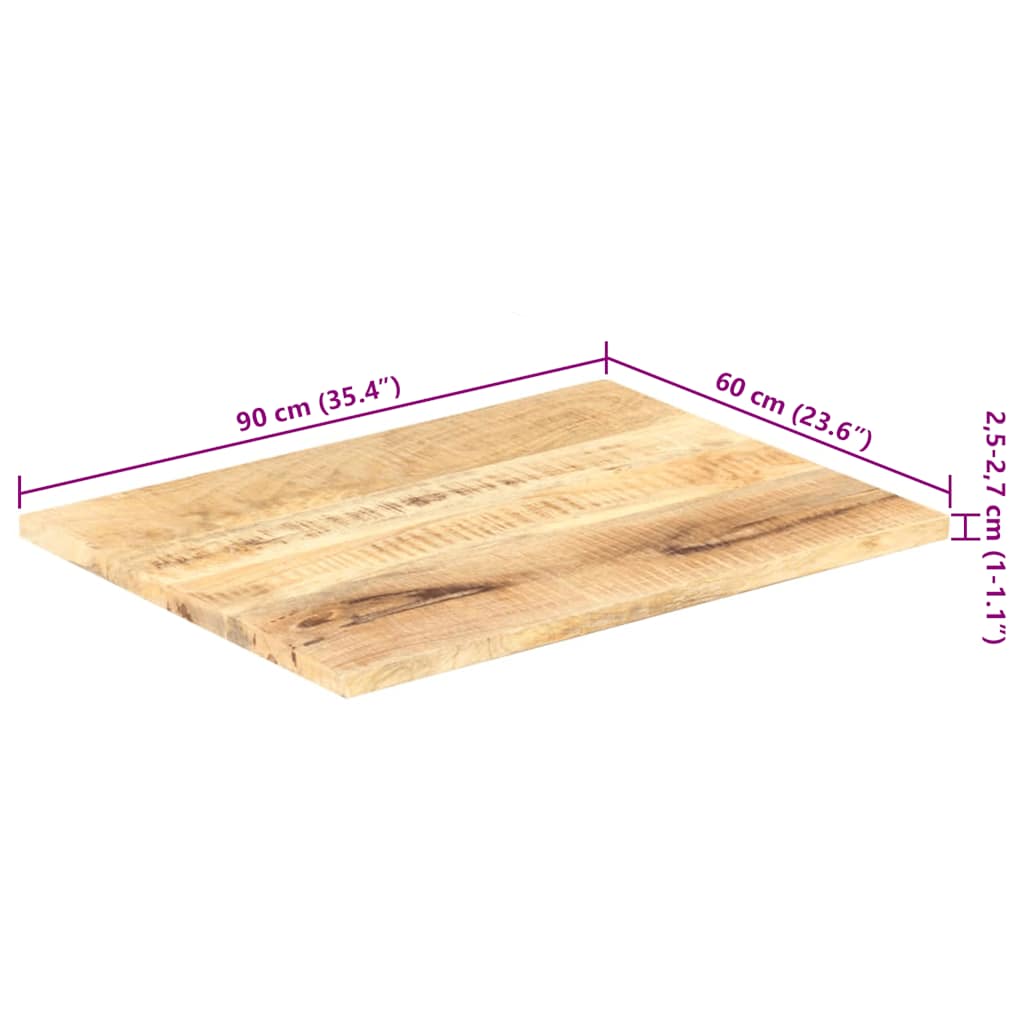 Table Top | Natural Mango Wood | Solid Mango Wood | 90 x 60 cm | Durable