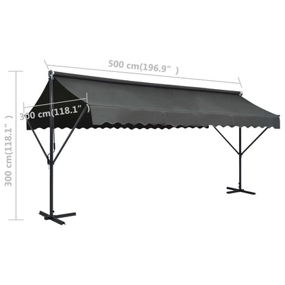 Awning Anthracite Powder-coated steel, 100% polyester 197 x 118 in
