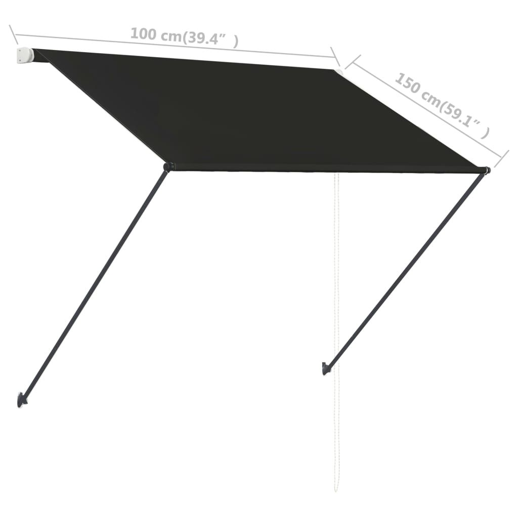 Retractable Awning with LED 100x150 cm Anthracite