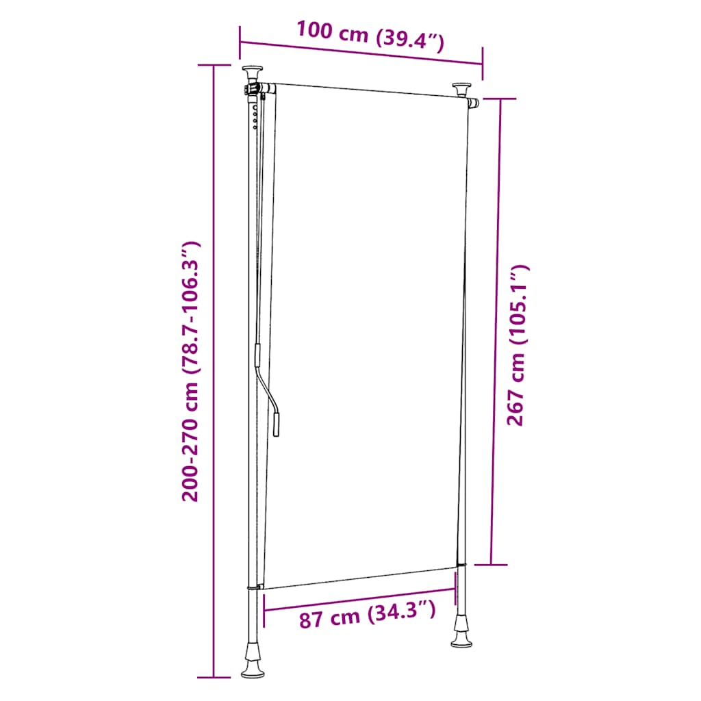 Roller Blind Cream Polyester with PA coating, steel, aluminum