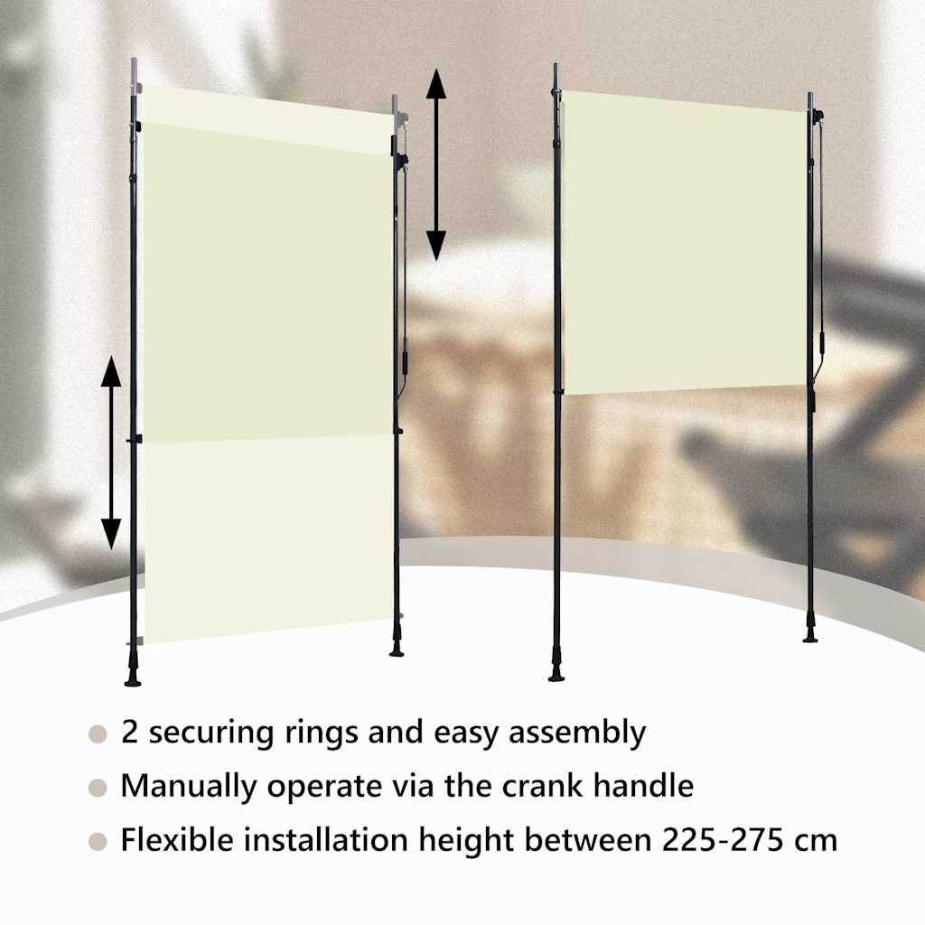 vidaXL Roller Blind Cream Polyester with PA coating, steel, aluminum