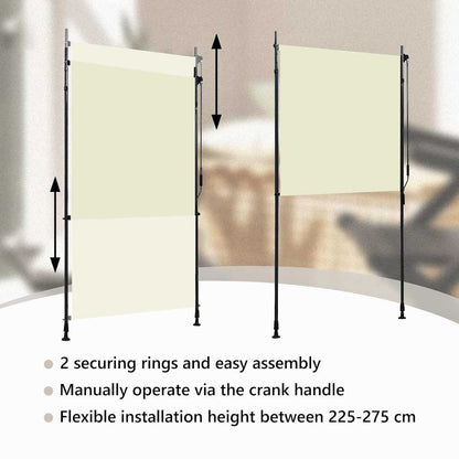 vidaXL Roller Blind Cream Polyester with PA coating, steel, aluminum