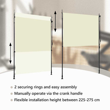 Outdoor Roller Blind 150x270 cm Cream