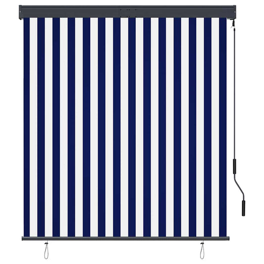 Outdoor Roller Blind 140x250 cm Blue and White