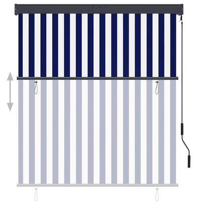 Outdoor Roller Blind 140x250 cm Blue and White