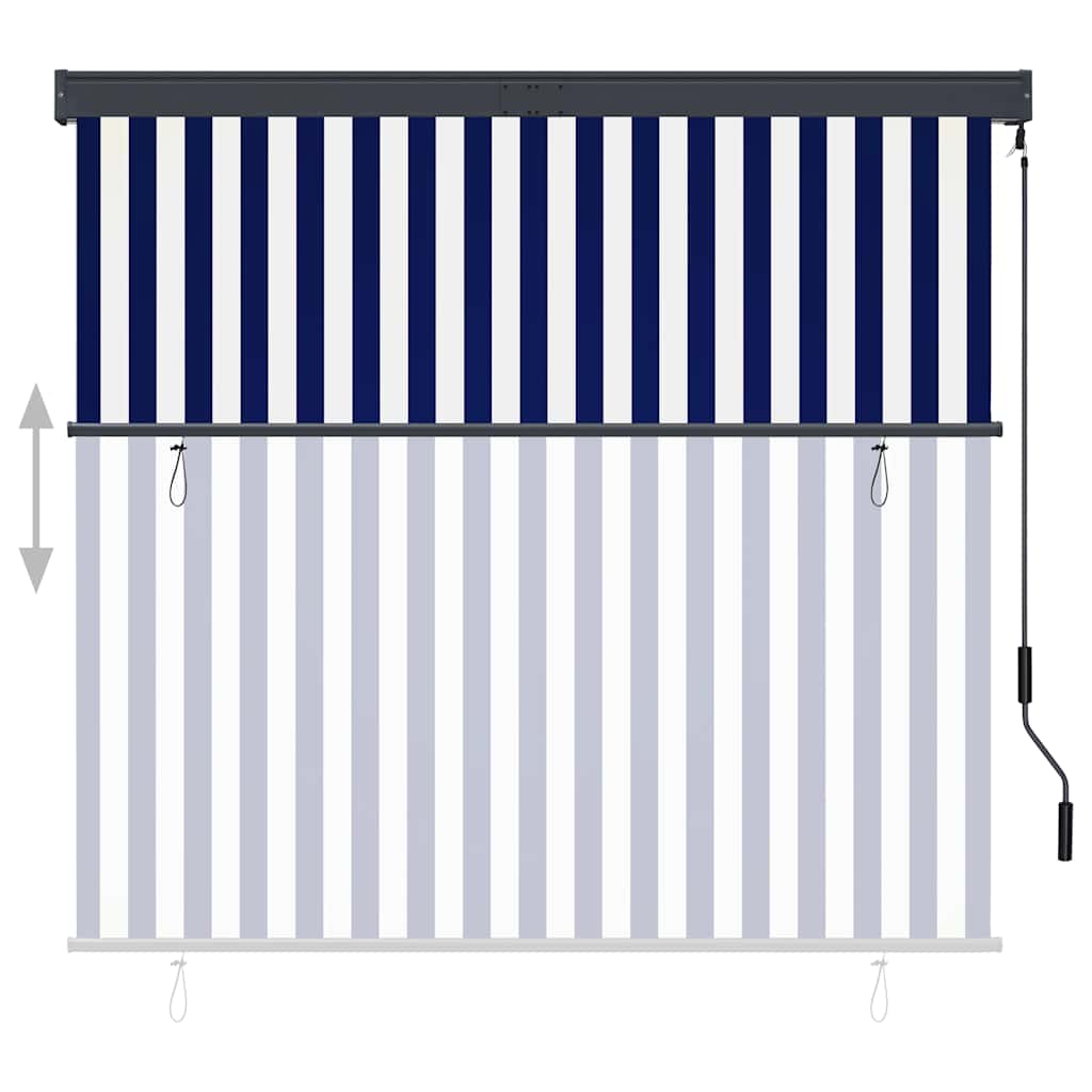 Outdoor Roller Blind 160x250 cm Blue and White