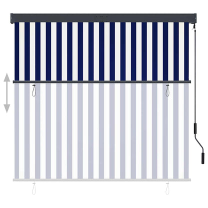 Outdoor Roller Blind 160x250 cm Blue and White