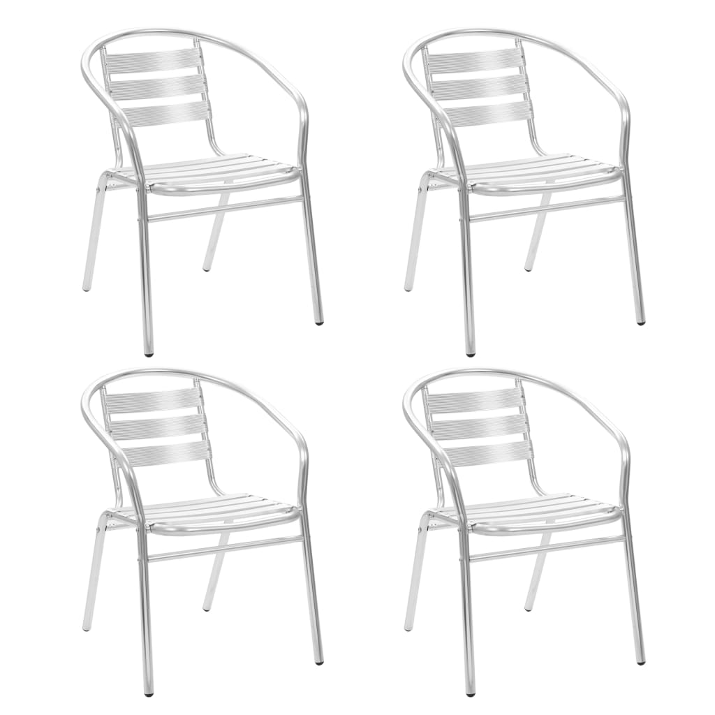 Dining Set | Silver | Aluminium | Medium | Stackable | 5 Piece Dining Set