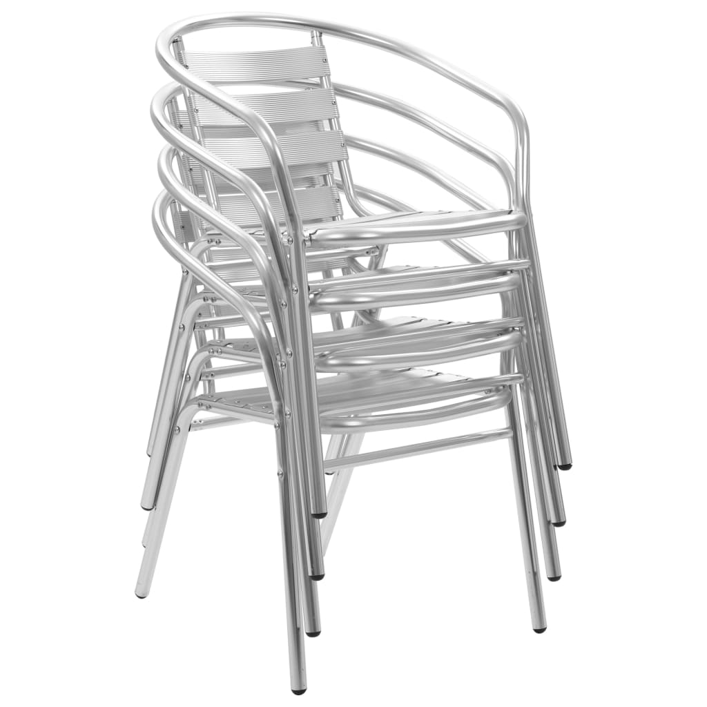 Dining Set | Silver | Aluminium | Medium | Stackable | 5 Piece Dining Set