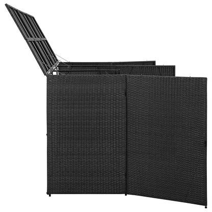 46734 vidaXL Triple Wheelie Bin Shed Black 229x78x120 cm Poly Rattan