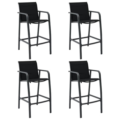Garden Bar Chair | Set of 4 | Black | Textilene, Steel | Standard