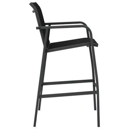 Garden Bar Chair | Set of 4 | Black | Textilene, Steel | Standard
