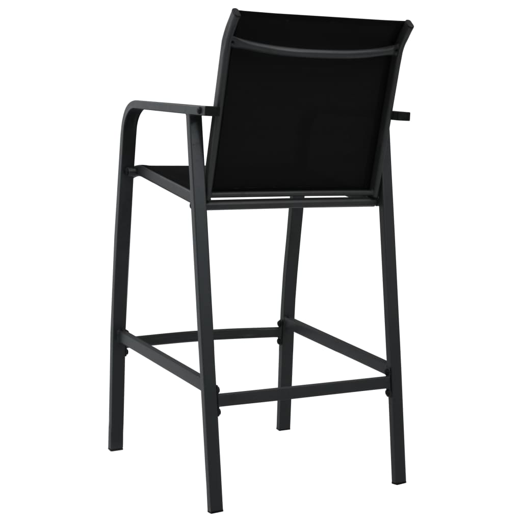 Garden Bar Chair | Set of 4 | Black | Textilene, Steel | Standard