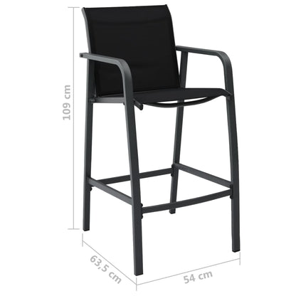 Garden Bar Chair | Set of 4 | Black | Textilene, Steel | Standard