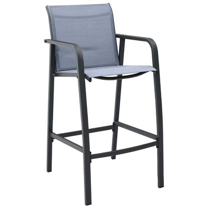 Garden Bar Chair | Set of 2 | Grey | Textilene, Steel | Adjustable