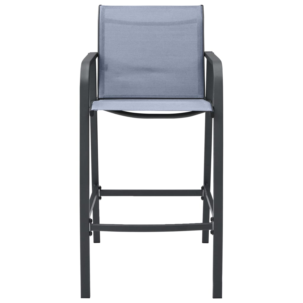 Garden Bar Chair | Set of 2 | Grey | Textilene, Steel | Adjustable