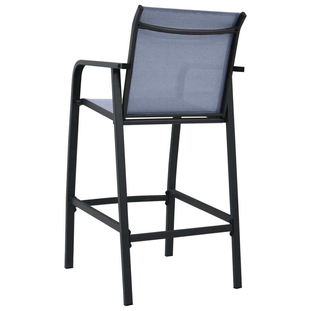 Garden Bar Chair | Set of 2 | Grey | Textilene, Steel | Adjustable