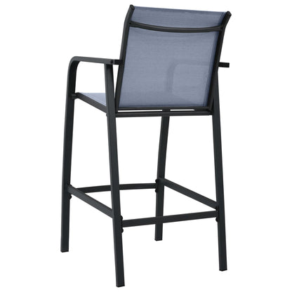Garden Bar Chair | Set of 2 | Grey | Textilene, Steel | Adjustable