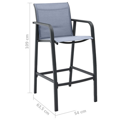 Garden Bar Chair | Set of 2 | Grey | Textilene, Steel | Adjustable