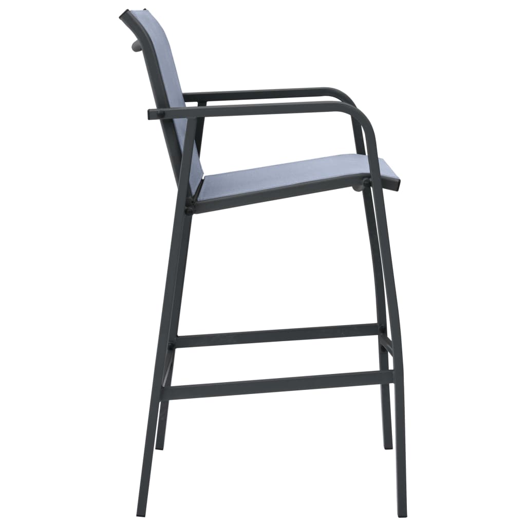 Garden Bar Chair | Set of 4 | Grey | Textilene, Steel | Standard
