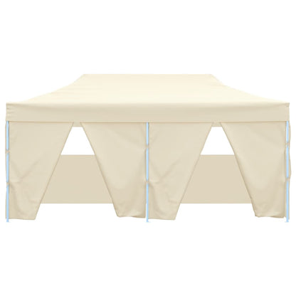 Professional Folding Party Tent with 4 Sidewalls 3x6 m Steel Cream