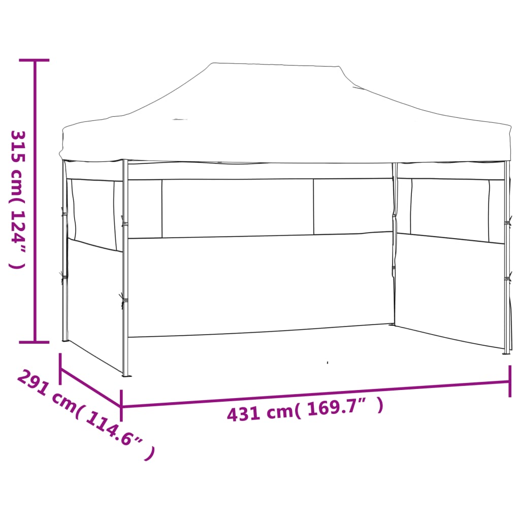 Foldable Patry Tent with 3 Sidewalls 291x413x315 cm White