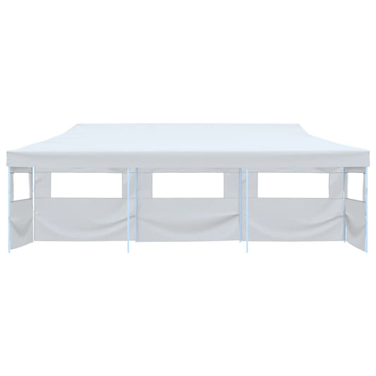 Folding Pop-up Party Tent with 5 Sidewalls 3x9 m White