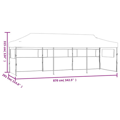Folding Pop-up Party Tent with 5 Sidewalls 3x9 m White