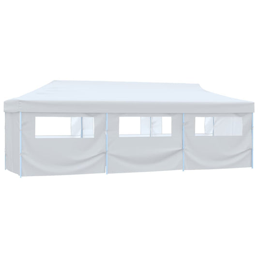 Folding Pop-up Party Tent with 8 Sidewalls 3x9 m White
