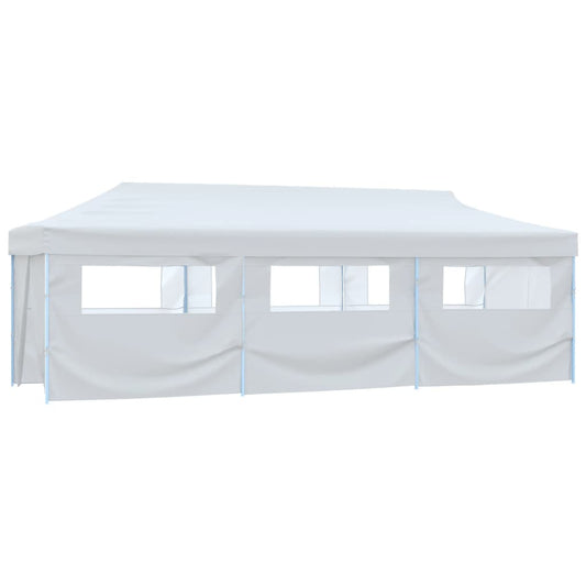 Folding Pop-up Party Tent with 8 Sidewalls 3x9 m White