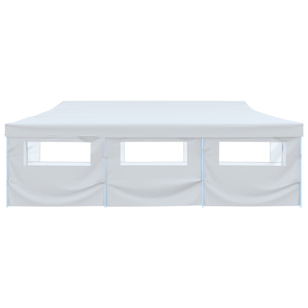 Folding Pop-up Party Tent with 8 Sidewalls 3x9 m White