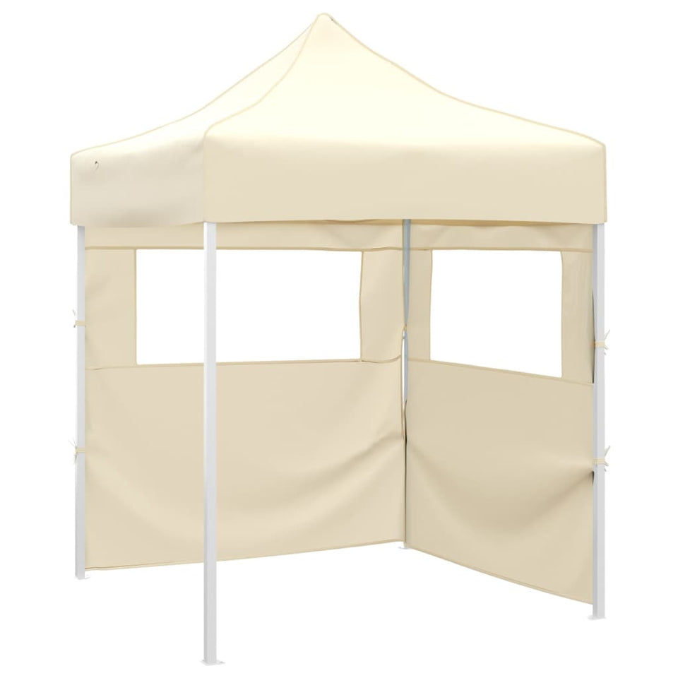 Professional Folding Party Tent with 2 Sidewalls 2x2 m Steel Cream