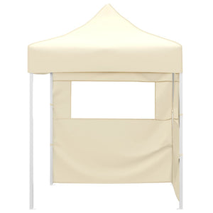 Professional Folding Party Tent with 2 Sidewalls 2x2 m Steel Cream