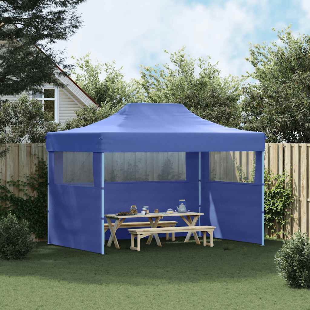 Professional Folding Party Tent with 3 Sidewalls 3x4 m Steel Blue
