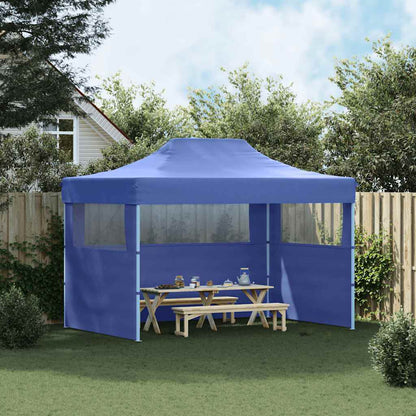 Professional Folding Party Tent with 3 Sidewalls 3x4 m Steel Blue